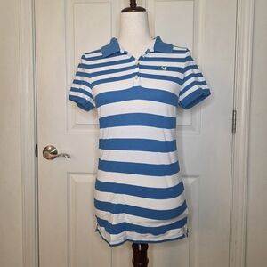 Vintage Y2K American Eagle Blue & White Polo Shirt